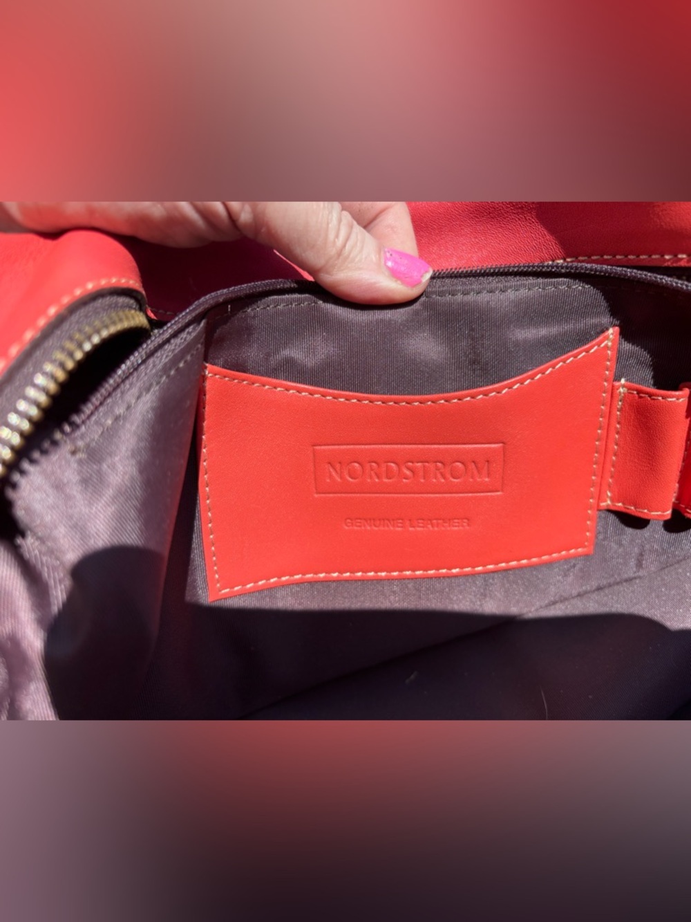 Orange Nordstrom’s Leather Satchel Handbag - Picture 7 of 8